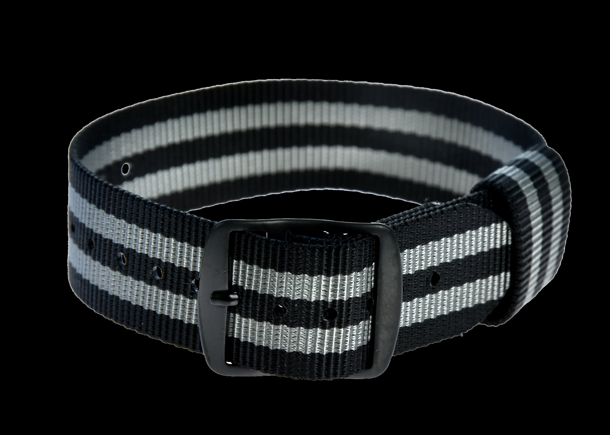 Bracelet montre militaire motif US “James Bond” 20mm avec boucles PVD noires
