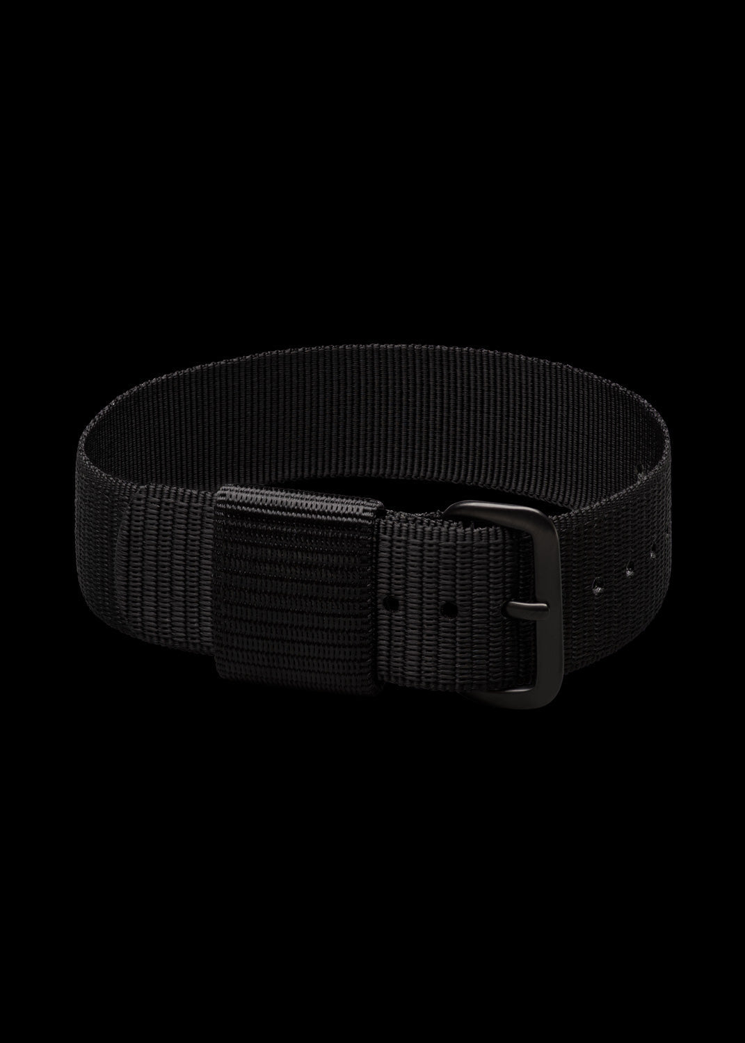 18mm 1980er U.S. Muster schwarzes Militär-Uhrenarmband mit PVD-Stahlverschlüssen