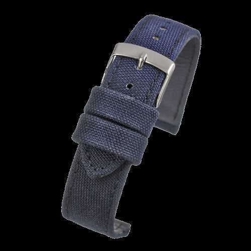 2 Piece Retro Pattern 18mm Canvas Military Watch Strap in Blue - The Ideal Durable Fabric Strap for Military Watches