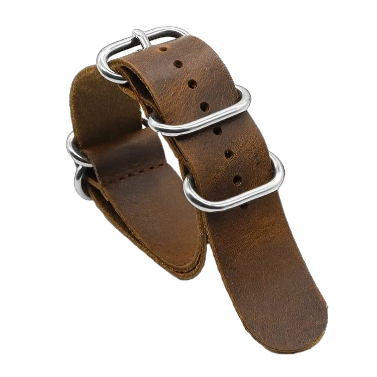 24mm braunes Hochwertiges Sattelleder Zulu Militär-Uhrenarmband