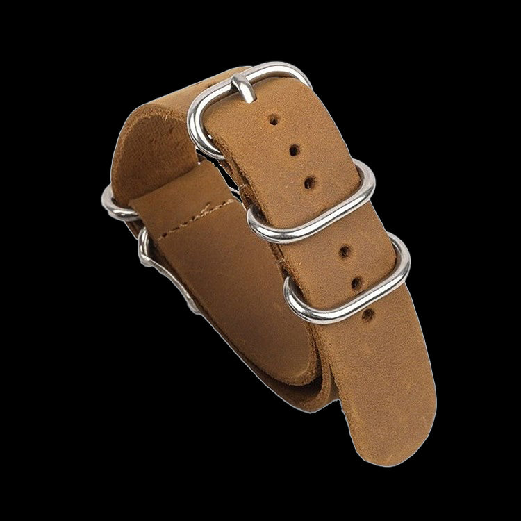 24mm tan Hochwertiges Sattelleder Zulu Militär-Uhrenarmband