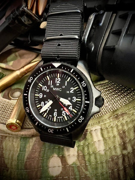 MWC Automatic Black PVD Military Divers Watch  - Tritium / GTLS Illumination, Sapphire Crystal and 60 Hour Power Reserve - Ex Display Watch