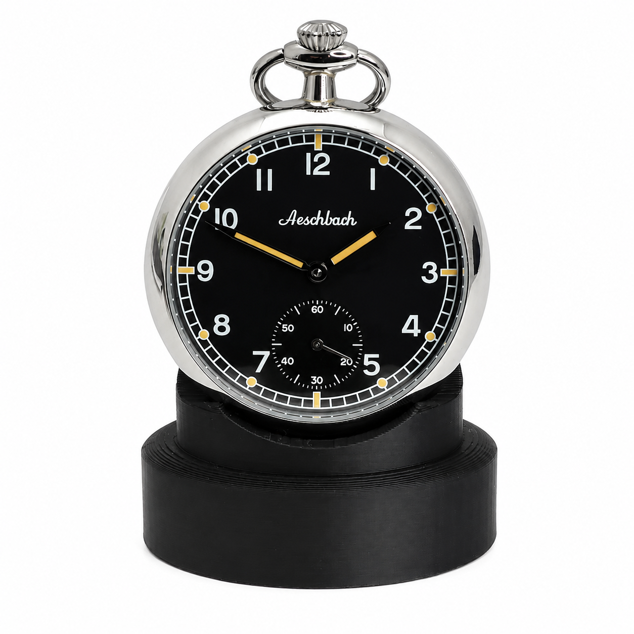 Taschenuhrenständer in Schwarz - Ideal zur Präsentation einer Taschenuhr, wenn sie nicht auf einem Schreibtisch, Tisch oder Schrank verwendet wird