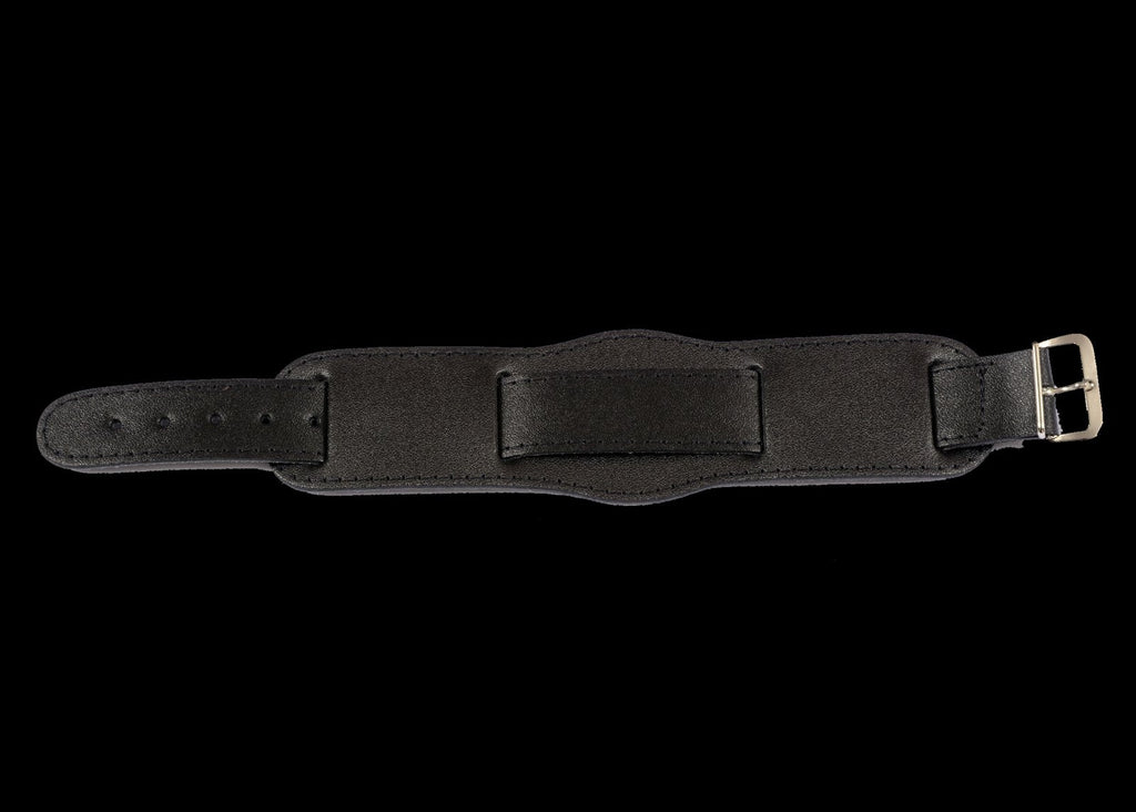 Black 1950s Pattern Leather Military Watch Strap in 18mm and 20mm
