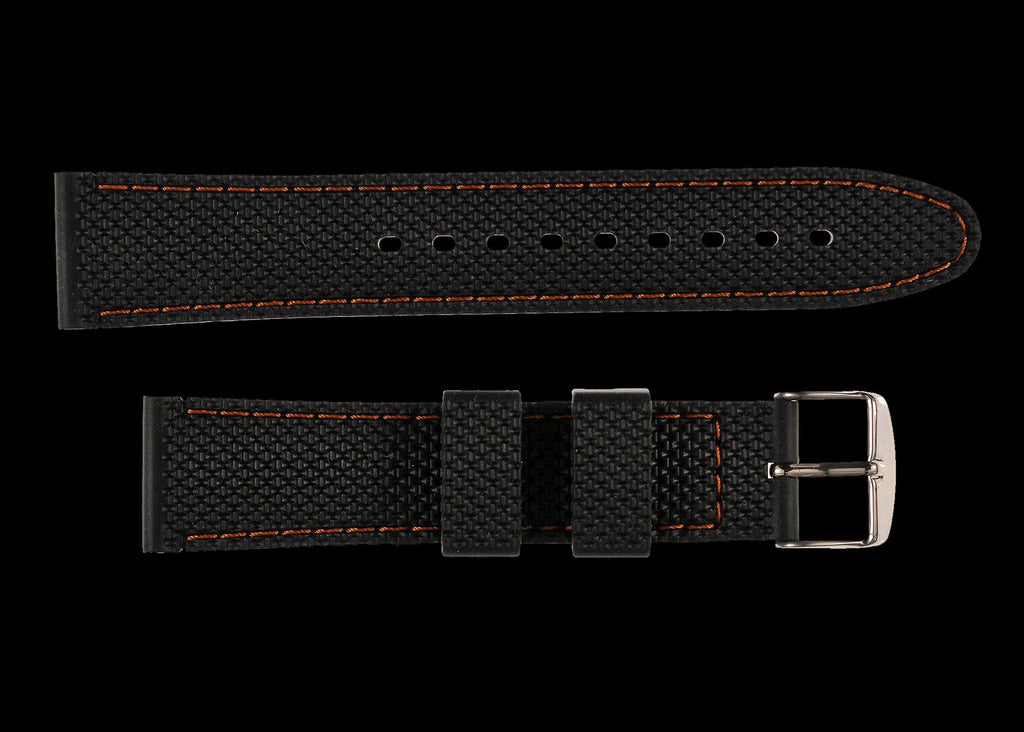 MWC 20mm Silicone Divers Watch Strap with Orange Detailing