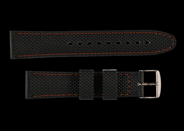MWC 20mm Silicone Divers Watch Strap with Orange Detailing