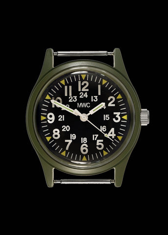 MWC Classic 1960s/70s Pattern Olive Drab Vietnam Watch on Khaki Strap